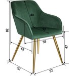Lot de 4 chaises pieds doré siège de salon cuisine salle à manger design élégant velours vert 08_0000111