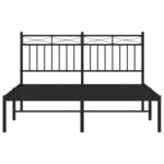 vidaXL Cadre de lit métal avec tête de lit noir 140x190 cm