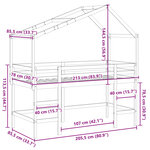 vidaXL Lit superposé et échelle et toit blanc 80x200cm bois pin massif