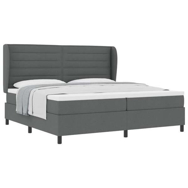 vidaXL Lit Box Spring avec Matelas Gris Foncé 200x200 cm Tissu