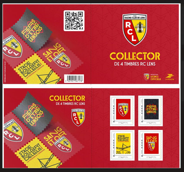 Collector 4 timbres - RC Lens - Lettre Verte