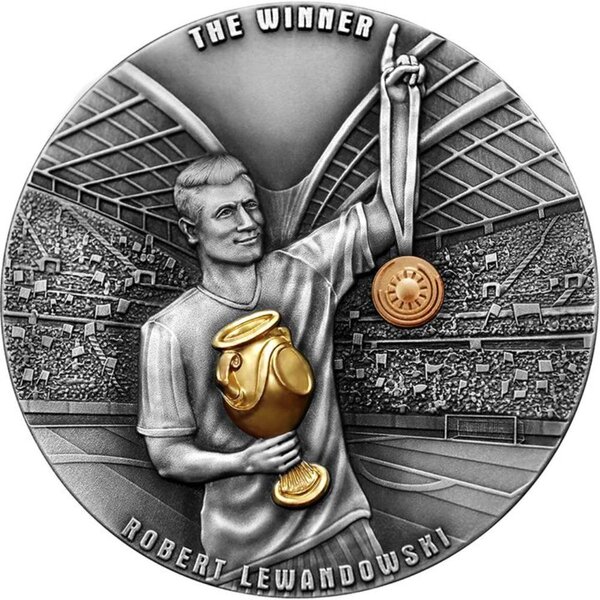 Pièce de monnaie en Argent 5 Dollars g 62.2 (2 oz) Millésime 2023 Robert Lewandowski WINNER