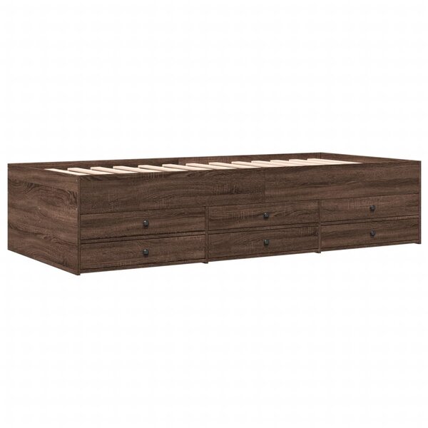 vidaXL Lit de jour et tiroirs chêne marron 90x190 cm bois d'ingénierie