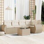 vidaXL Salon de jardin avec coussins 6 Pièces beige résine tressée