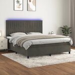 vidaXL Sommier à lattes de lit matelas et LED Gris foncé 180x200 cm