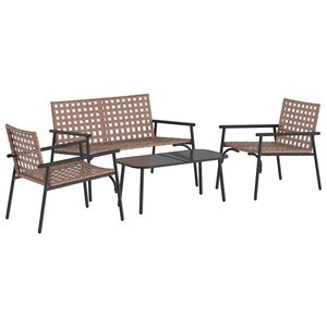 vidaXL Ensemble de salle à manger pour jardin 4 Pièces Marron polyrotin