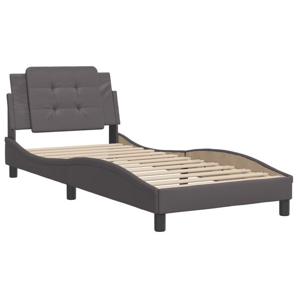 vidaXL Cadre de lit avec tête de lit Gris 90x190 cm Similicuir