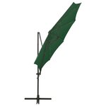 vidaXL Parasol déporté avec mât et lumières LED Vert 300 cm