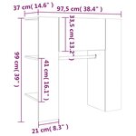 vidaXL Armoire de couloir Gris béton 97 5x37x99 cm Bois d'ingénierie