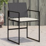 vidaXL Chaises de jardin lot de 4 avec coussins noir résine tressée