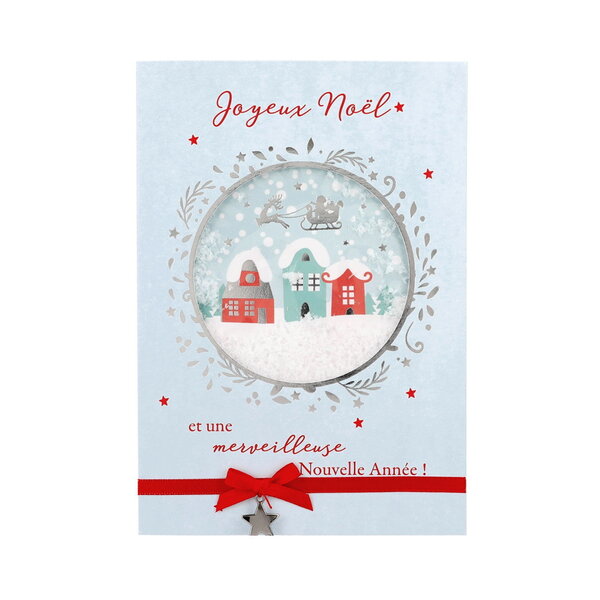 Carte de voeux - fêtes de fin d'année - joyeux noël - boule a neige