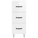vidaXL Buffet haut Blanc brillant 34 5x34x180 cm Bois d'ingénierie