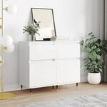 vidaXL Buffets 2 Pièces blanc brillant 40x35x70 cm bois d'ingénierie