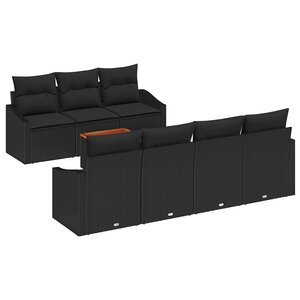 vidaXL Ensemble de canapé de jardin 8 Pièces Noir