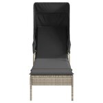 vidaXL Chaise longue avec auvent et table gris clair résine tressée