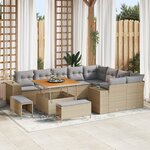 Canapé de Jardin vidaXL 12 Pièces avec Coussins Beige Rattan Acacia