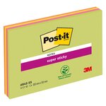 Lot de 4 Blocs Super Sticky Meeting Notes- 149 x 200 mm Orange,Jaune,Rose Vert POST-IT