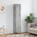 vidaXL Buffet haut Gris béton 34 5x34x180 cm Bois d'ingénierie