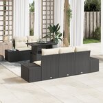 vidaXL Ensemble de canapé de jardin 6 pièces avec coussins en poly rattan noir
