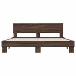 vidaXL Cadre de lit chêne marron 200x200 cm bois d'ingénierie et métal