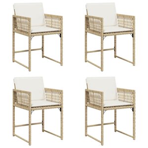 vidaXL Chaises de jardin avec coussins lot de 4 beige résine tressée