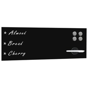 Tableau magnétique panneau écriture école maison bureau mural en verre 60 x 20 cm noir 02_0045491