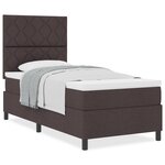 vidaXL Lit Box Spring avec Matelas Marron Foncé Simple Tissu