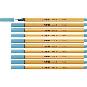 Stylo-Feutre POINT 88 Pointe Fine 0 4 mm bleu clair x 10 STABILO
