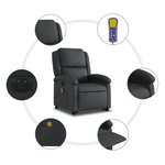 vidaXL Fauteuil inclinable de massage électrique noir cuir véritable