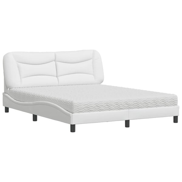 vidaXL Lit avec matelas blanc 160x200 cm similicuir