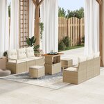 Ensemble de Canapés de Jardin 9 Pièces Beige Rattan Poly Acacia