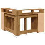 Bureau table poste de travail meuble d'ordinateur informatique étude avec lumières LED chêne artisanal bois d'ingénierie brun 02_0023419