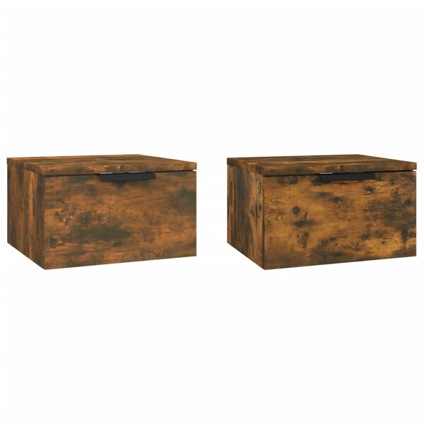 vidaXL Tables de chevet murales 2 Pièces Chêne fumé 34x30x20 cm