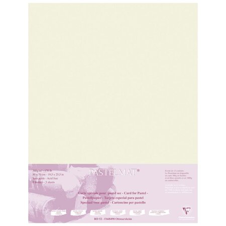 Paquet 5 feuilles Pastelmat 50x70 360g Sable CLAIREFONTAINE