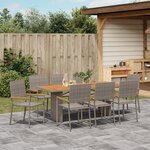 Set de salle à manger de jardin vidaXL 9 pièces gris poly rattan