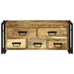 vidaXL Table Basse 90x50x38 cm en Bois Massif de Mangue Brut