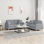 vidaXL Ensemble de canapés 2 Pièces coussins gris clair tissu