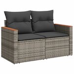 vidaXL Salon de jardin avec coussins 13 Pièces gris résine tressée