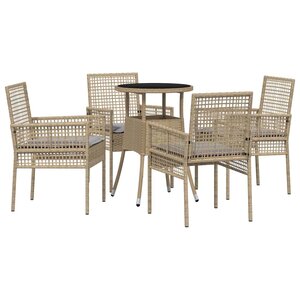 vidaXL Ensemble de salle à manger pour jardin 5 Pièces Beige Poly rotin