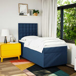 vidaXL Sommier à lattes de lit avec matelas Bleu 100x200 cm Tissu