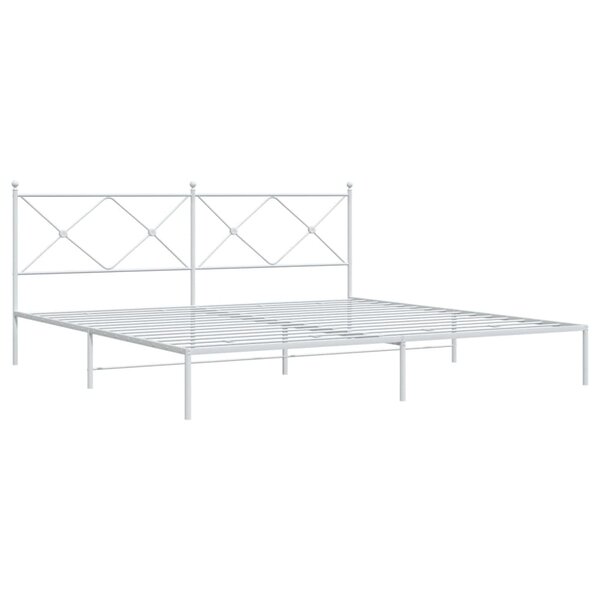 vidaXL Cadre de lit métal avec tête de lit blanc 193x203 cm