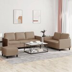 vidaXL Ensemble de canapés 3 Pièces avec coussins Cappuccino Similicuir