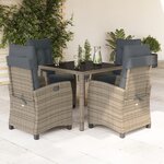 vidaXL Ensemble à manger de jardin 5 Pièces coussins gris résine tressée