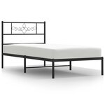 vidaXL Cadre de lit métal avec tête de lit noir 80x200 cm
