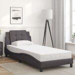 vidaXL Cadre de lit avec lumières LED gris 90x200 cm similicuir