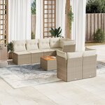 vidaXL Salon de jardin avec coussins 8 Pièces beige résine tressée