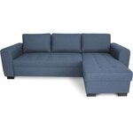 Canapé d'angle fixe réversible 4 places - Tissu Bleu - 245 x 150 x 86 cm