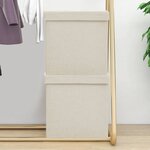 vidaXL Tabourets de rangement pliables lot de 2 blanc crème Faux lin