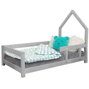 Lit cabane enfant POPPI 120 x 200 gris clair 1