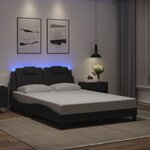 vidaXL Cadre de lit avec lumières LED noir 140x190 cm similicuir